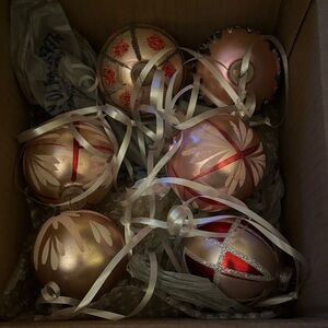 Vintage DBGM West German Christmas Ornament. Mercury Glass with Glitter Accents.